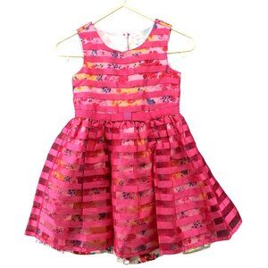 Children's Place Formal Dress 4T Pink Chiffon Sleeveless Floral Summer Wedding